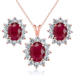 Ruby_Rose Gold_Pendant Earrings Set in Rose Gold