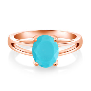 Green Turquoise_7_Ring in 925 Rose Gold Plated Silver