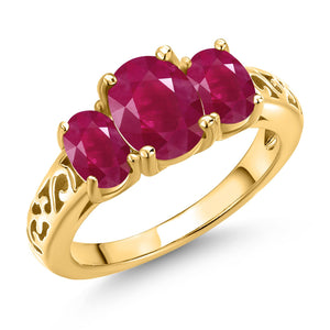 Ruby - July_5_Ring in 925 Yellow Gold Plated Silver