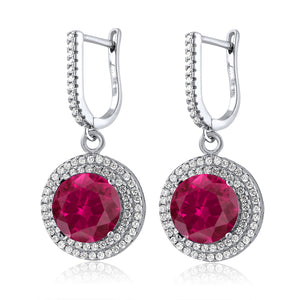 Created Ruby - July_Earrings in 925 Sterling Silver