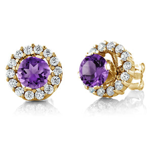 Amethyst - February_Earrings in 925 Yellow Gold Plated Silver