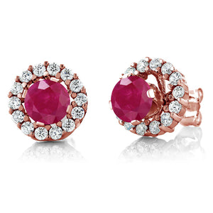 Ruby - July_Earrings in 925 Rose Gold Plated Silver