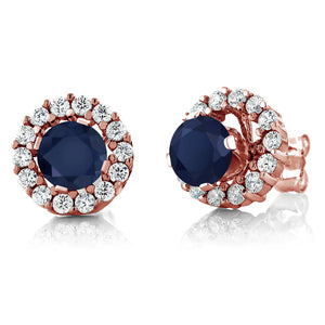 Blue Sapphire - September_Earrings in 925 Rose Gold Plated Silver