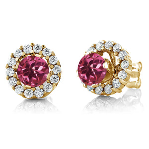 Pink Tourmaline - October_Earrings in 925 Yellow Gold Plated Silver