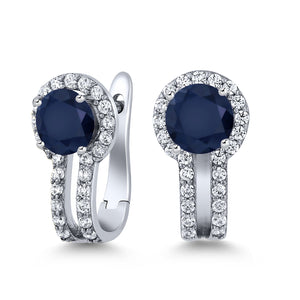 Blue Sapphire - September_Earrings in 925 Sterling Silver