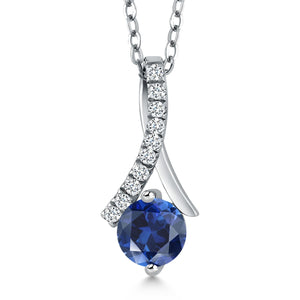 Created Sapphire - September_Pendant in 925 Sterling Silver