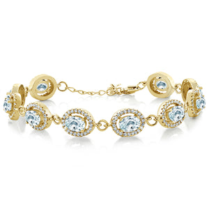 Aquamarine - March_Bracelet in 925 Yellow Gold Plated Silver
