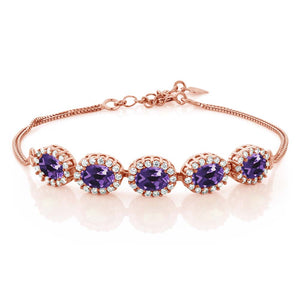 Amethyst - February_Bracelet in 925 Rose Gold Plated Silver