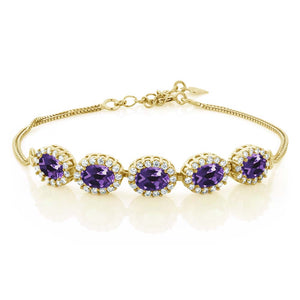 Amethyst_Bracelet in 925 Yellow Gold Plated Silver