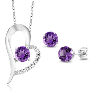Amethyst - February_Pendant Earrings Set in 925 Sterling Silver