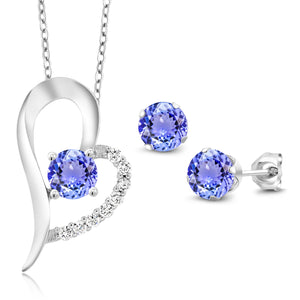 Tanzanite - December_Pendant Earrings Set in 925 Sterling Silver