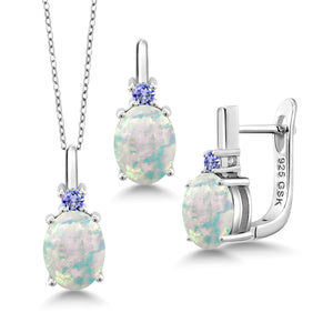 Opal - October_Pendant Earrings Set in 925 Sterling Silver