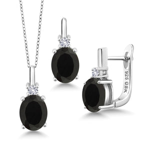 Onyx - December_Pendant Earrings Set in 925 Rose Gold Plated Silver