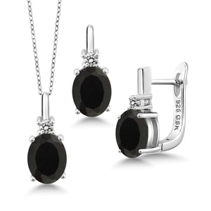 Onyx - December_Pendant Earrings Set in 925 Sterling Silver