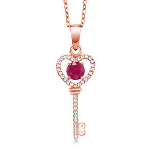Ruby - July_Pendant in 925 Rose Gold Plated Silver
