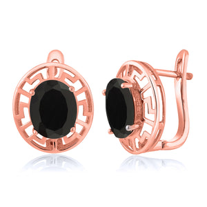 Onyx - December_Earrings in 925 Rose Gold Plated Silver