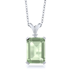 Prasiolite and Diamond_Pendant in 925 Sterling Silver