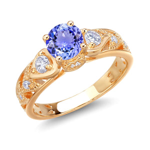 Tanzanite_5_Ring in 925 Yellow Gold Plated Silver