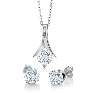 Pendant Earrings Set in 925 Sterling Silver