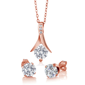 Pendant Earrings Set in 925 Rose Gold Plated Silver