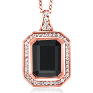 Onyx - December_Pendant in 925 Rose Gold Plated Silver