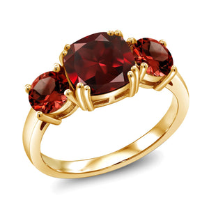 Garnet - January_5_Ring in 925 Yellow Gold Plated Silver
