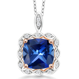 Created Sapphire - September_Pendant in 925 Sterling Silver