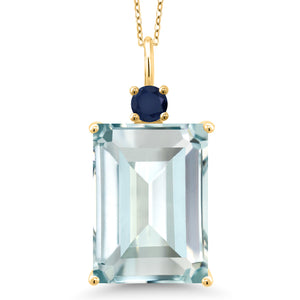 Created Aquamarine - March_Pendant in 18K Yellow Gold Plated Silver