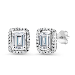 White Moissanite - April_Earrings in 925 Sterling Silver