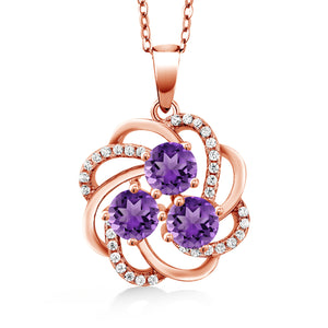 Amethyst - February_Pendant in 925 Rose Gold Plated Silver