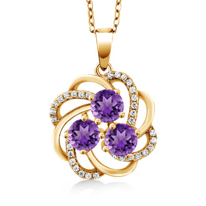 Amethyst - February_Pendant in 925 Yellow Gold Plated Silver