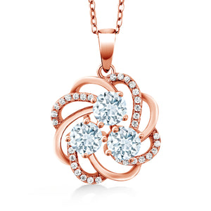 Aquamarine - March_Pendant in 925 Rose Gold Plated Silver
