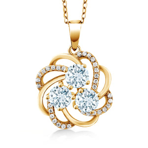 Aquamarine - March_Pendant in 925 Yellow Gold Plated Silver