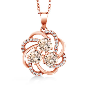 Morganite and Zirconia_Pendant in 925 Rose Gold Plated Silver