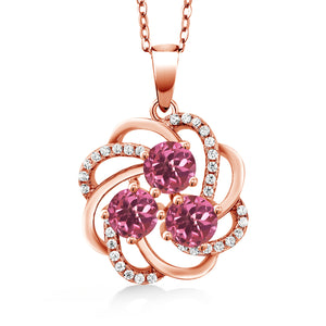 Pink Tourmaline - October_Pendant in 925 Rose Gold Plated Silver