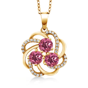 Pink Tourmaline - October_Pendant in 925 Yellow Gold Plated Silver