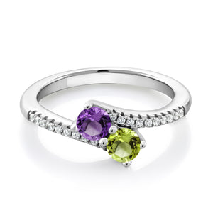 Amethyst - Peridot and Zirconia_6_Ring in 925 Sterling Silver