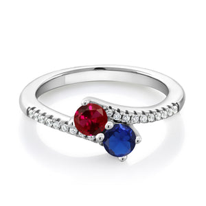 Created Ruby - Created Sapphire and Zirconia_7_Ring in 925 Sterling Silver