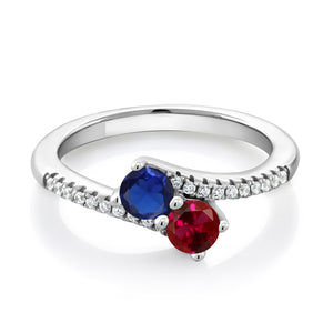 Created Sapphire - Created Ruby and Zirconia_7_Ring in 925 Sterling Silver