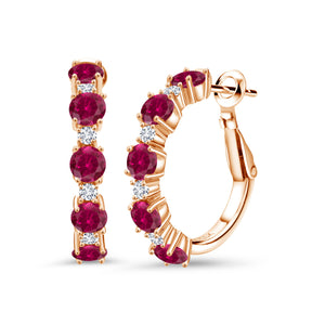 Red and E - F_Earrings in 925 Rose Gold Plated Silver