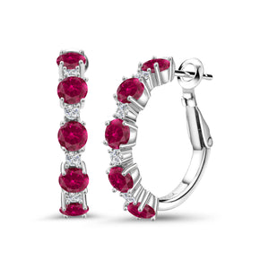 Created Ruby - July_Earrings in 925 Sterling Silver