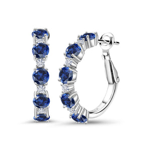 Blue and Near Colorless (GH)_Earrings in 925 Sterling Silver
