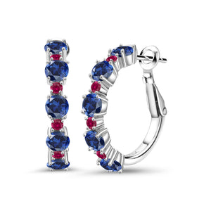 Blue and Red_Earrings in 925 Sterling Silver