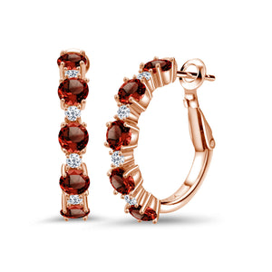 Red and White_Earrings in 925 Rose Gold Plated Silver