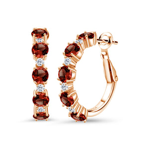 Red and White_Earrings in 925 Rose Gold Plated Silver