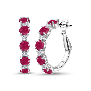 Ruby - July_Earrings in 925 Sterling Silver