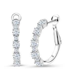 White Created Sapphire_925 Sterling Silver_Earrings in 925 Sterling Silver