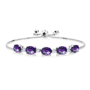 Purple and White_Bracelet in 925 Sterling Silver
