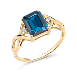 London Blue Topaz - November_5_Ring in 925 Yellow Gold Plated Silver