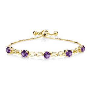 Amethyst - February_Bracelet in 925 Yellow Gold Plated Silver